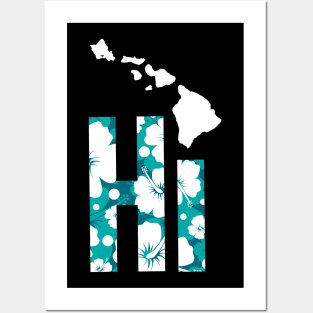 Funny Hawaiian Hibiscus Hi Turquoise Posters and Art